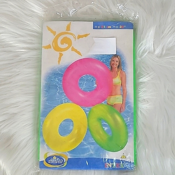 🆕️ NEW 2001 Y2K Intex Neon Green Frost Vinyl Inner Tube Swimming Pool Ring 36" - Picture 2 of 12